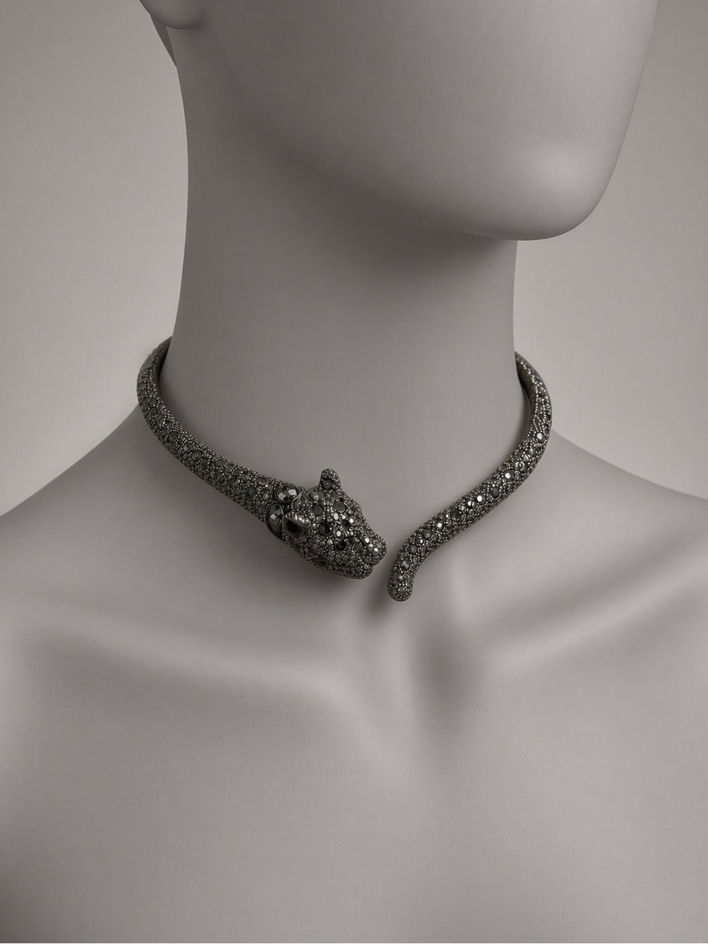 Source Unknown Black Crystal Snake Choker Necklace